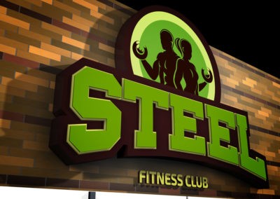 steel fitness club 3d signage